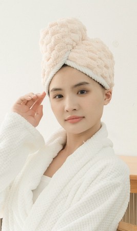 【HOUSE-好室選品】珊瑚絨雙層吸水乾髮帽(預購商品)